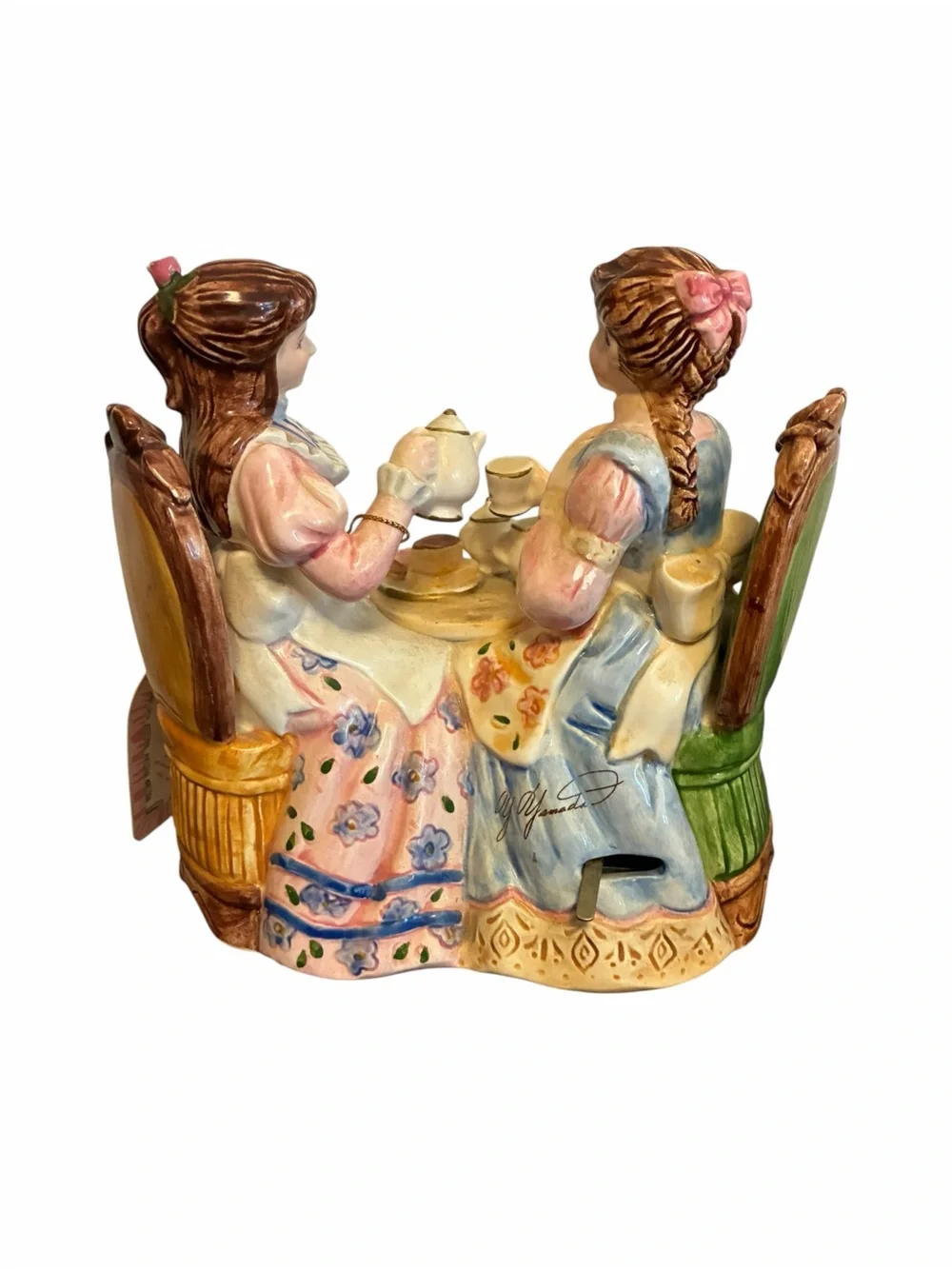 Lefton Yamada Original Tea for Two Musical Figurine Two Ladies Ceramic Vintage